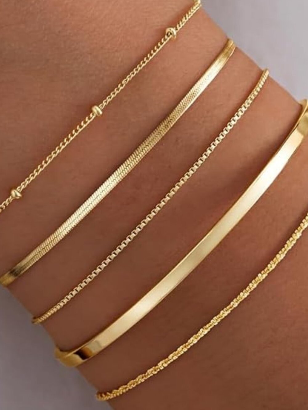 Dainty Gold Stackable Bracelet Set for Women